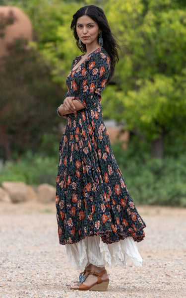 Santa Fe Dress, Long, 3/4 Sleeve, Jada