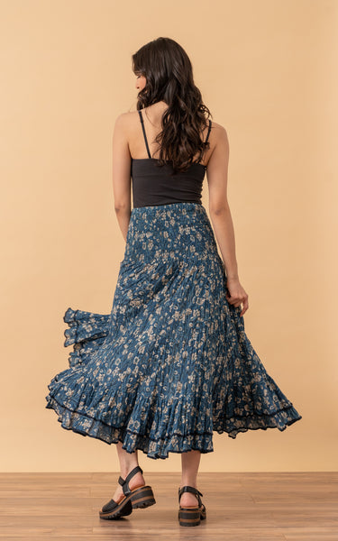 Macarena Skirt, Long, Orange Floral