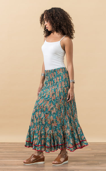 Macarena Skirt, Long, Indigo Medallion