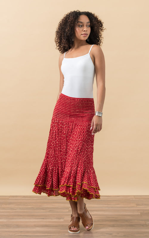 Macarena Skirt, Short, Scarlet Calico