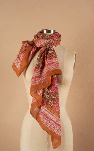 Macarena Letol Scarves Online Sarong/Shawl, Orange Pink Floral