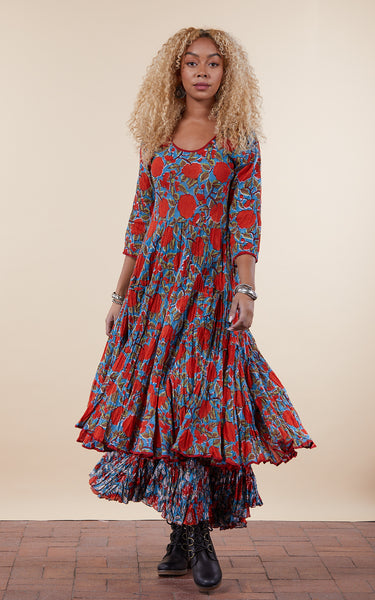Santa Fe Dress, Long, 3/4 Sleeve, Zara Turquoise