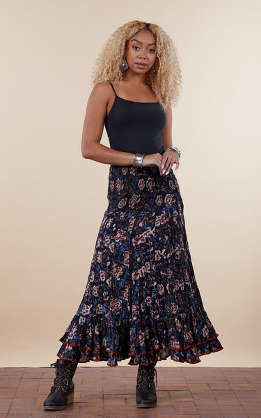 Macarena Skirt, Long, Indigo Lily