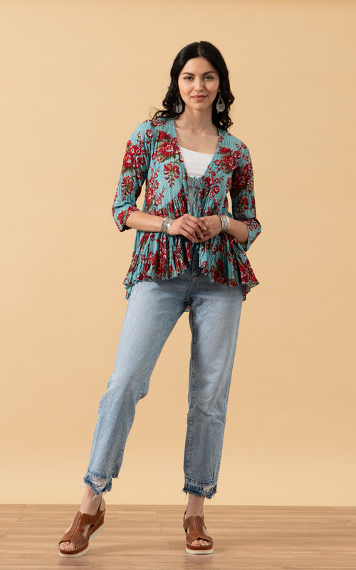 Maya Shrug, 3/4 Sleeve, Passion Flower