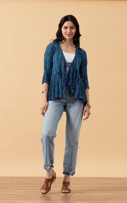 Maya Shrug, 3/4 Sleeve, Willow Stripe