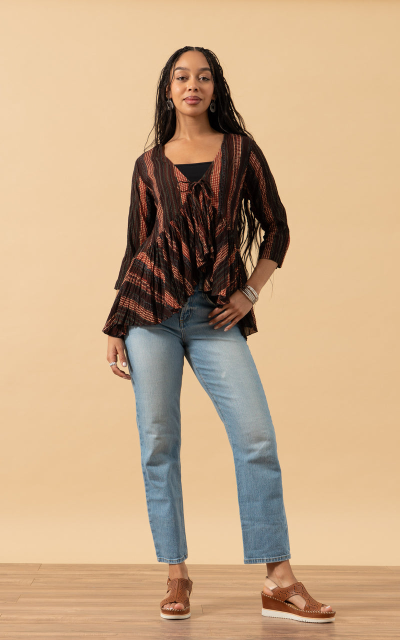 Maya Shrug, 3/4 Sleeve, Dakota Stripe