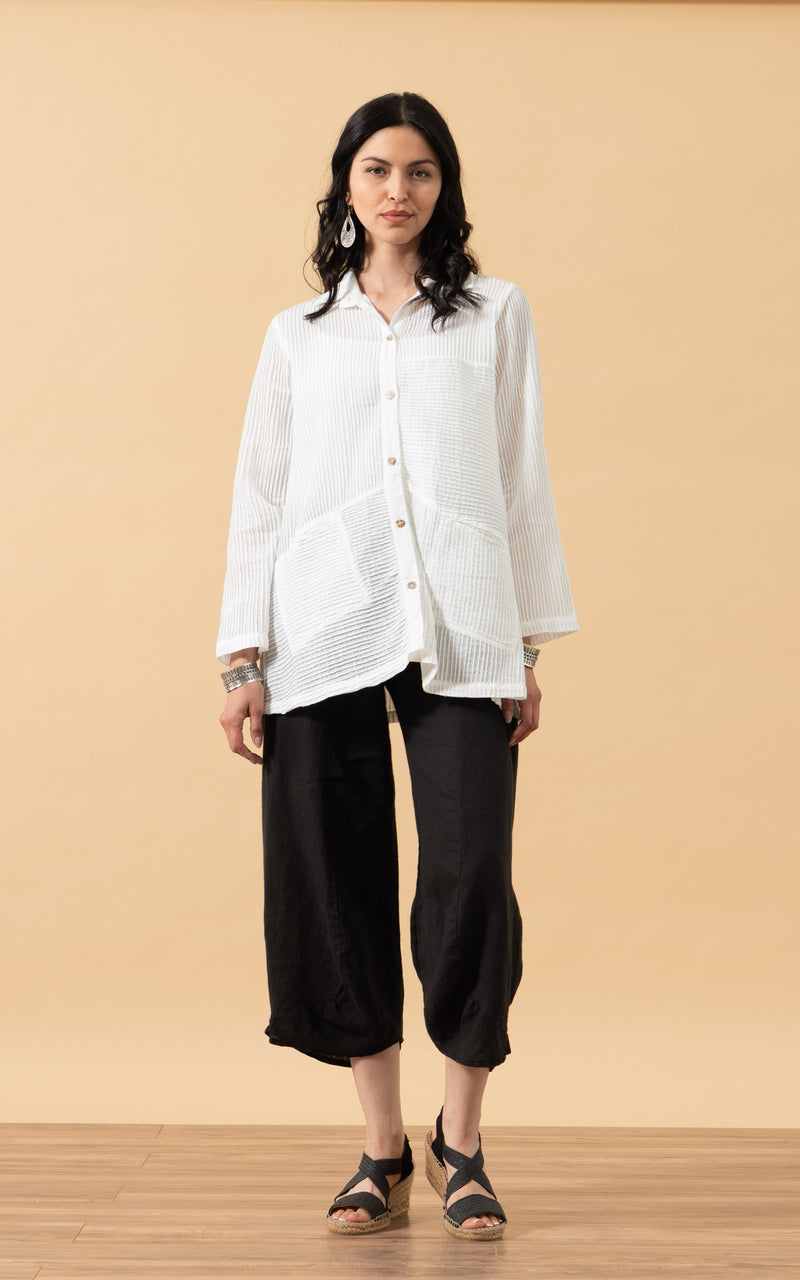 Pintuck Jacket, Mixed Direction, White