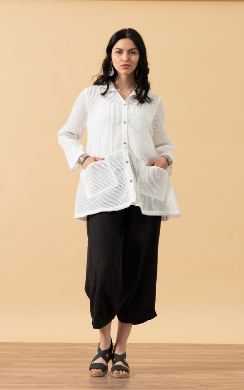 Pintuck Jacket, Mixed Direction, White