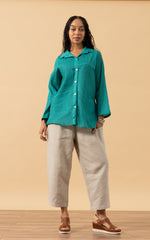 Pintuck Jacket, Mixed Direction, Peacock