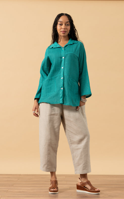 Pintuck Jacket, Mixed Direction, Peacock