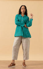 Pintuck Jacket, Mixed Direction, Peacock
