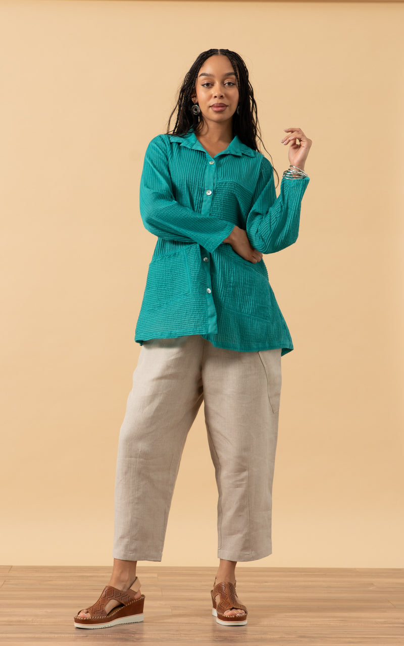 Pintuck Jacket, Mixed Direction, Peacock