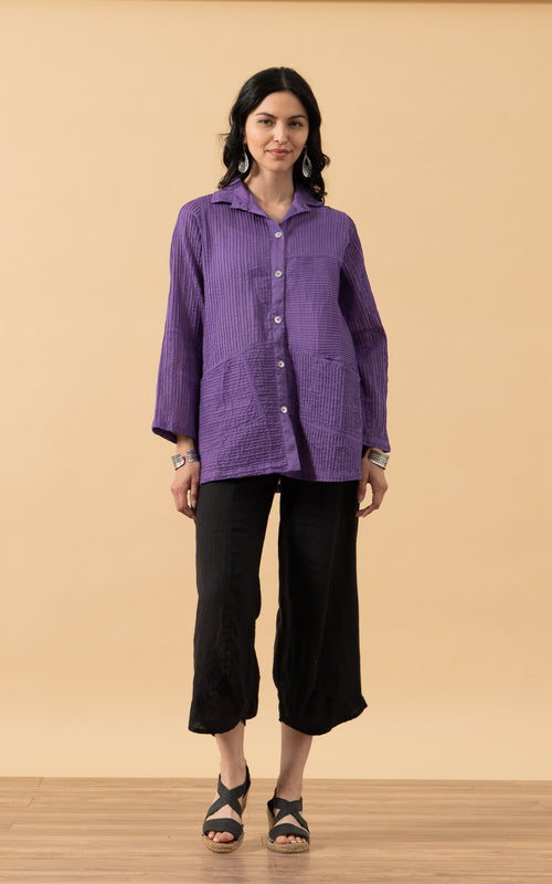 Pintuck Jacket, Mixed Direction, Purple
