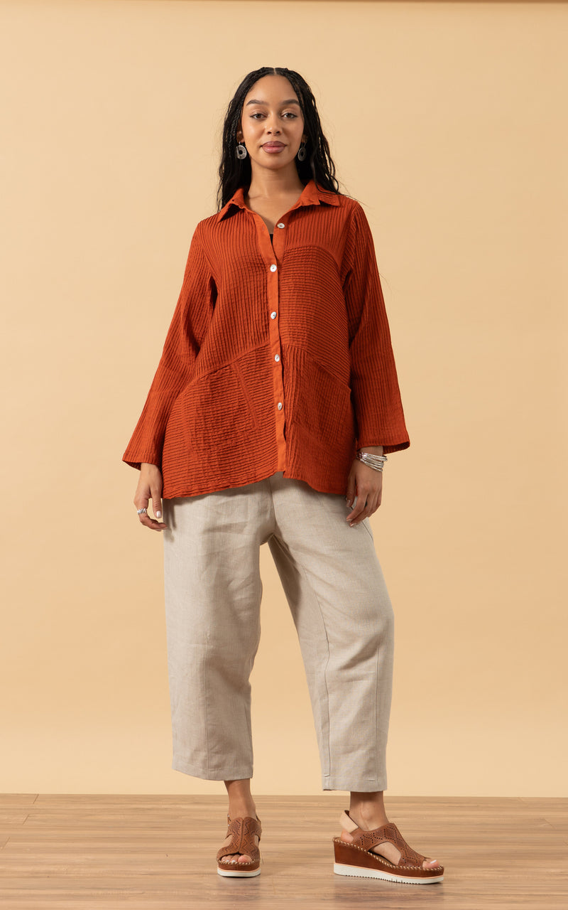 Pintuck Jacket, Mixed Direction, Rust