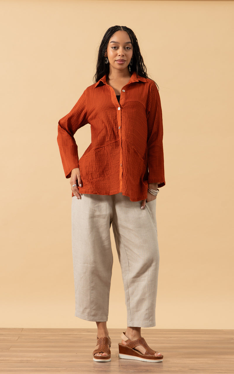 Pintuck Jacket, Mixed Direction, Rust