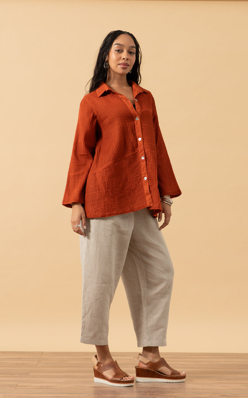 Pintuck Jacket, Mixed Direction, Rust