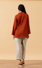 Pintuck Jacket, Mixed Direction, Rust