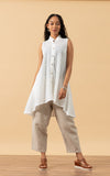 Pintuck Vest, High Low Hem, White