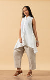Pintuck Vest, High Low Hem, White