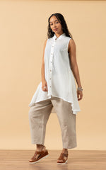 Pintuck Vest, High Low Hem, White