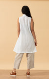 Pintuck Vest, High Low Hem, White