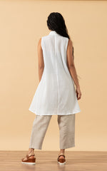 Pintuck Vest, High Low Hem, White