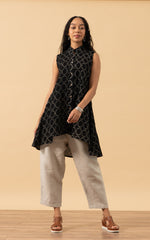 Pintuck Vest, High Low Hem, Taupe Circle