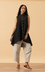 Pintuck Vest, High Low Hem, Taupe Circle