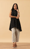 Pintuck Vest, High Low Hem, Taupe Circle