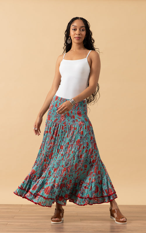 Macarena Skirt, Long, Gemma Turquoise