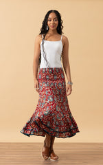 Macarena Skirt, Short, Red & Turquoise Floral
