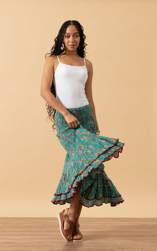 Macarena Skirt, Short, Peacock Floral