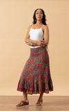 Macarena Skirt, Short, Turquoise & Orange Rose
