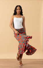 Macarena Skirt, Short, Turquoise & Orange Rose