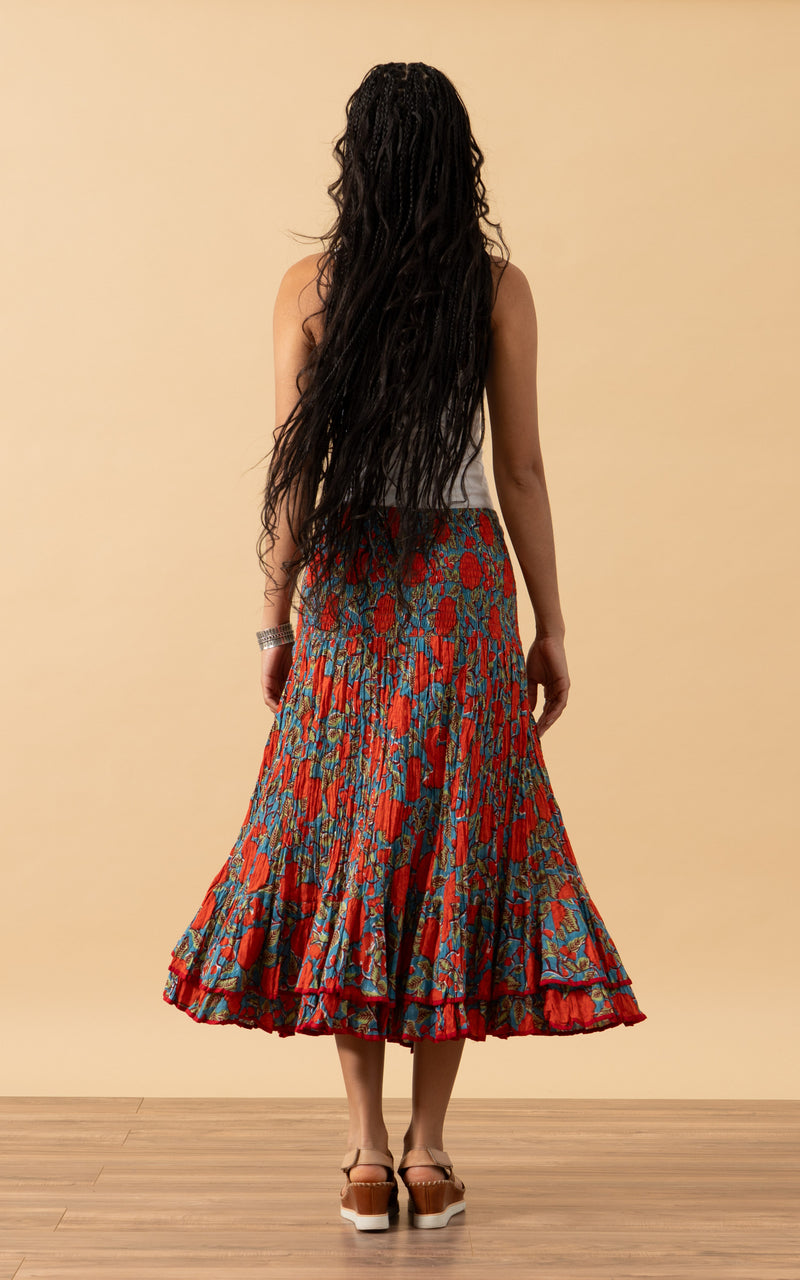 Macarena Skirt, Short, Turquoise & Orange Rose