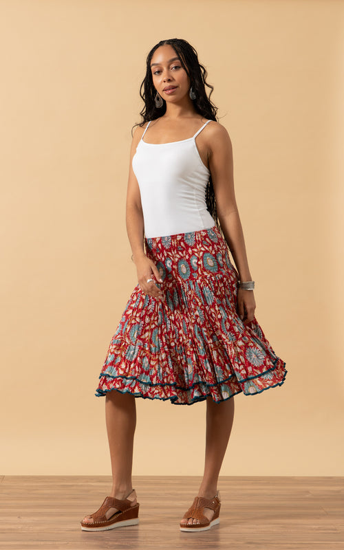 Macarena Skirt, Mini, Red & Turquoise Floral