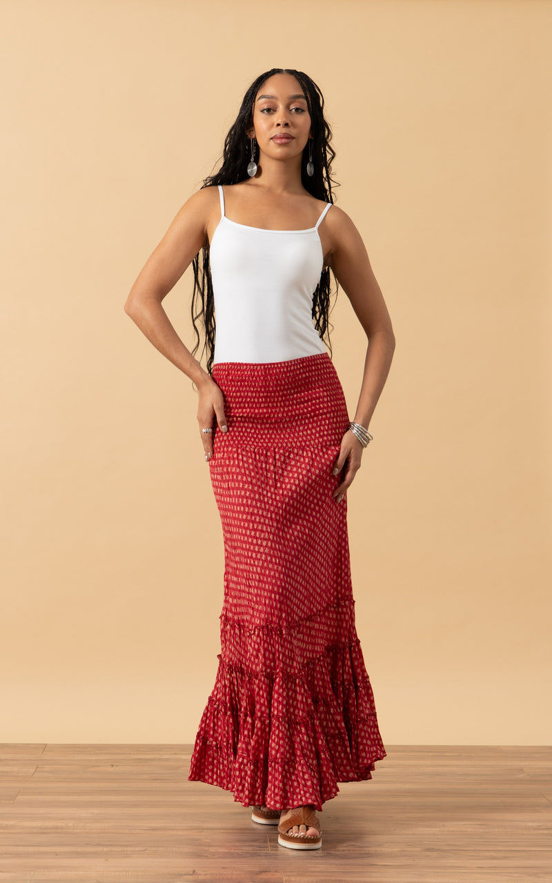 Lola Skirt, Long, Scarlet Calico