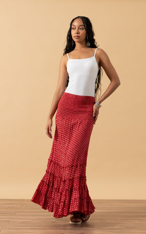 Lola Skirt, Long, Scarlet Calico