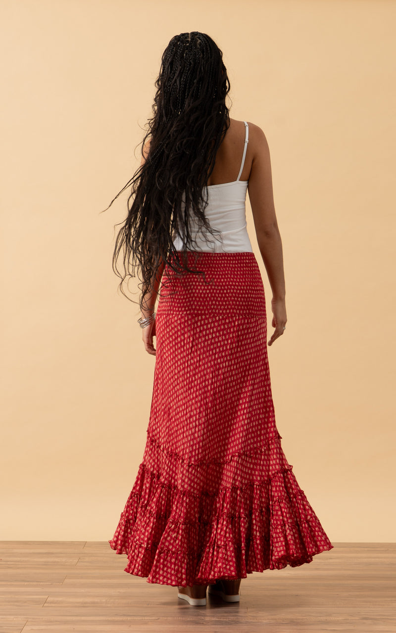 Lola Skirt, Long, Scarlet Calico