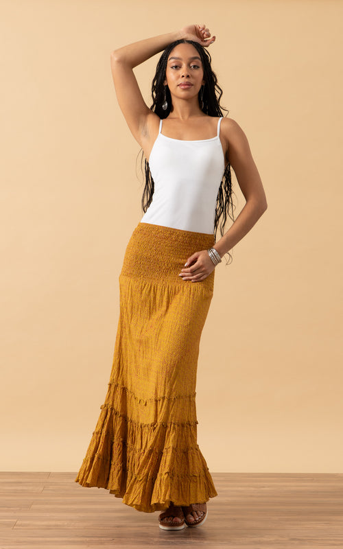 Lola Skirt, Long, Curry Calico