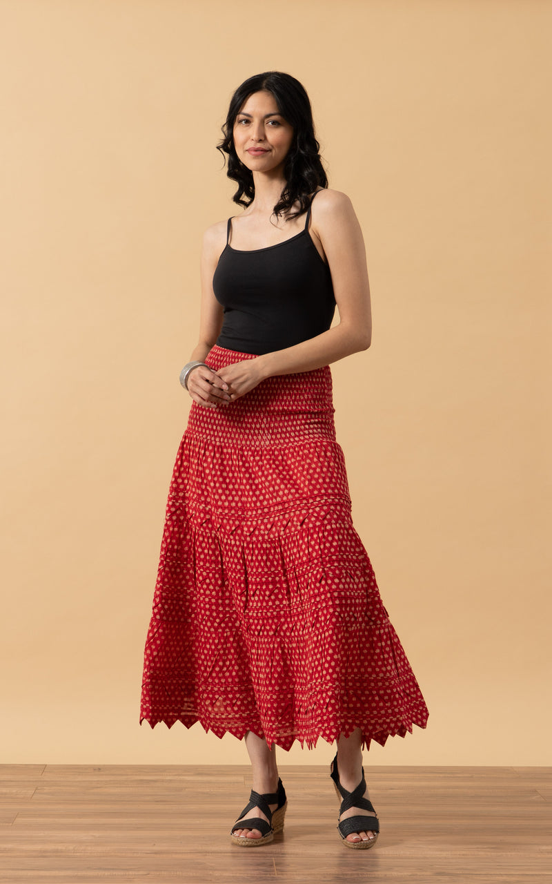 Pico Skirt, Short, Scarlet Calico