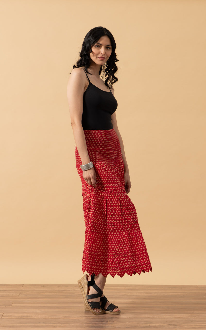 Pico Skirt, Short, Scarlet Calico