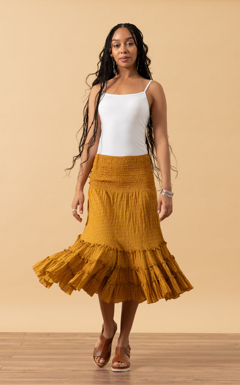 Lola Skirt, Short, Curry Calico