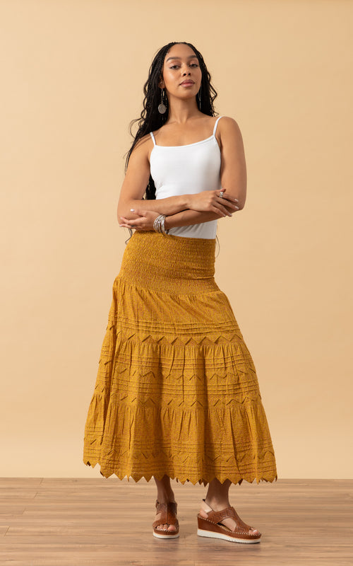 Pico Skirt, Short, Curry Calico