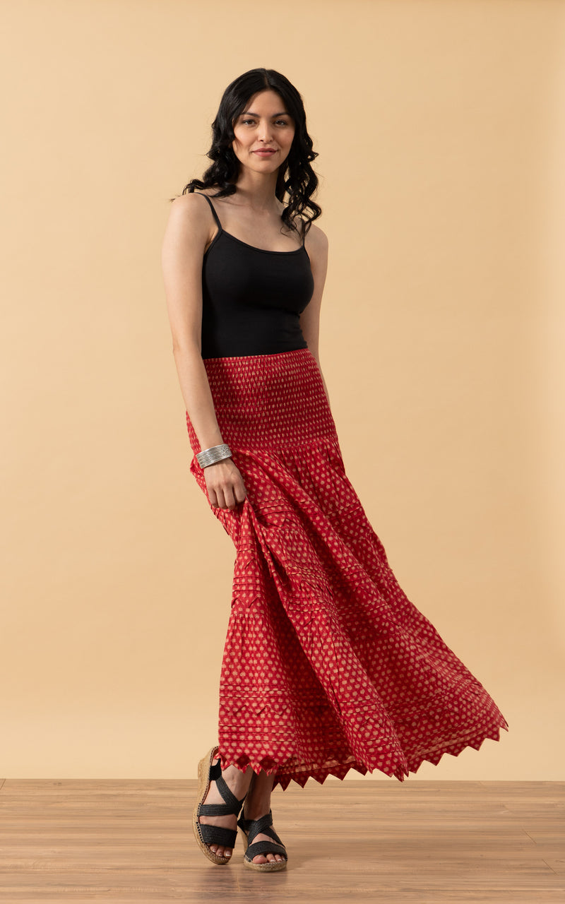 Pico Skirt, Long, Scarlet Calico
