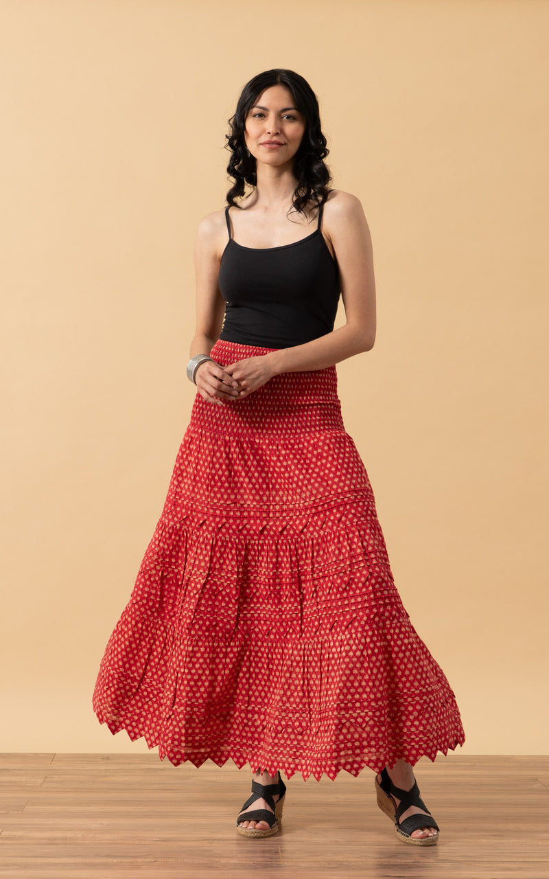 Pico Skirt, Long, Scarlet Calico