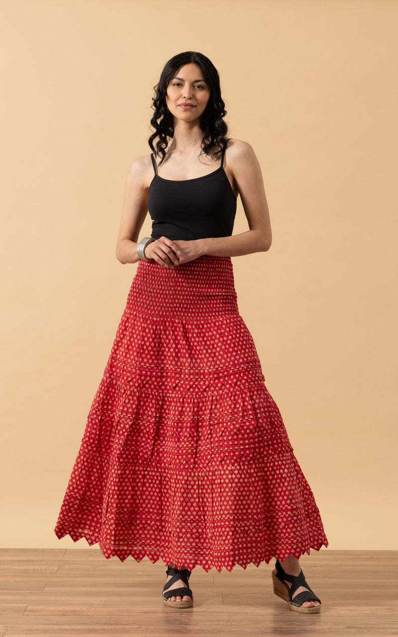Pico Skirt, Long, Scarlet Calico