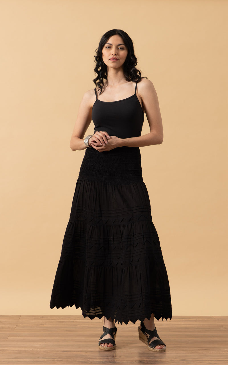 Pico Skirt, Long, Solid Black