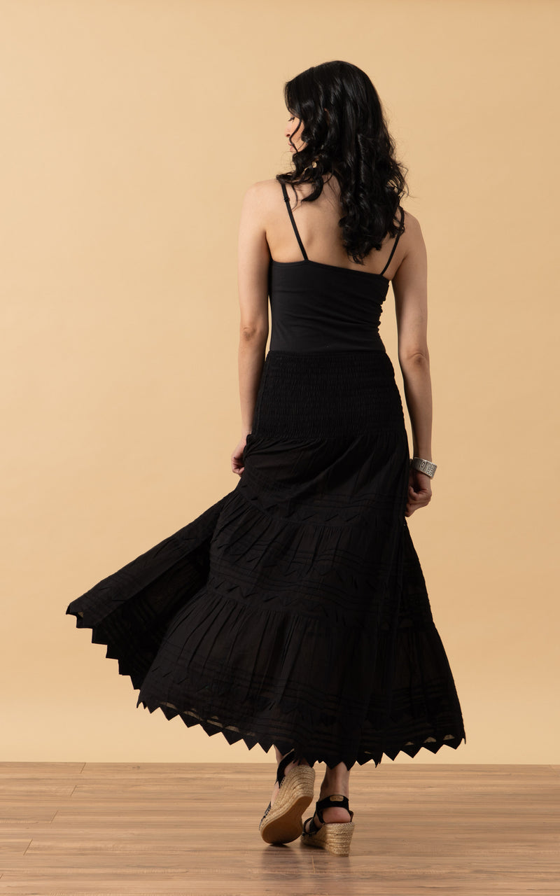 Pico Skirt, Long, Solid Black