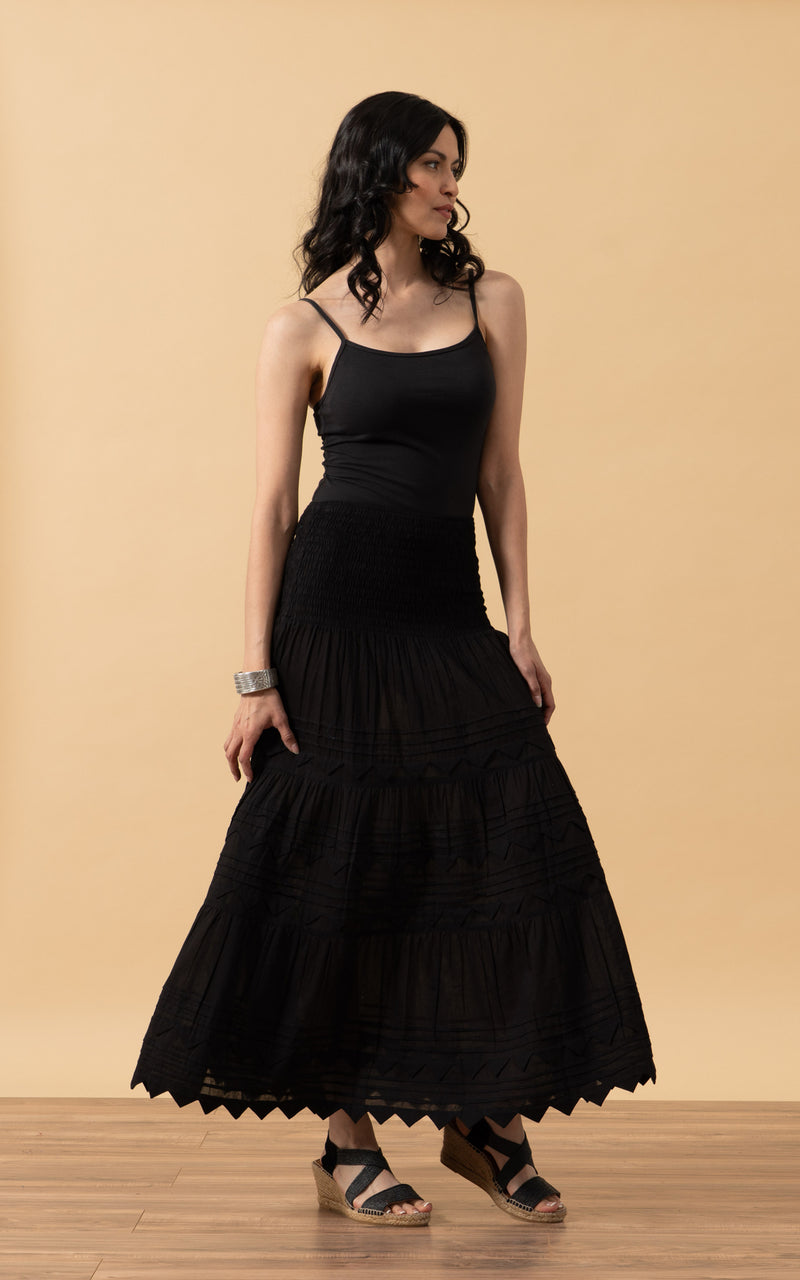 Pico Skirt, Long, Solid Black